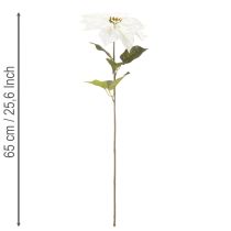 Article Poinsettia blanc artificiel, grande branche fleurie décorative, 65 cm, 2 pièces