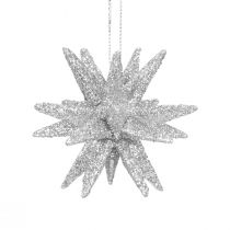 Article Poinsettias décorations de Noël argent pailleté Ø7cm 6pcs