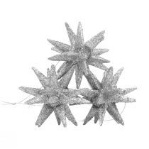 Article Poinsettias décorations de Noël argent pailleté Ø7cm 6pcs