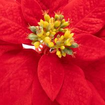 Article Poinsettia artificiel rouge à tige unique, décoration 82 cm