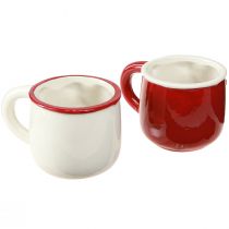 Article Tasse de Noël en céramique Couple de Noël rouge blanc H8,5cm 2pcs