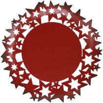 Article Assiette de Noël assiette décorative en métal avec étoiles rouge Ø34cm