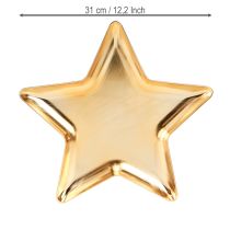 Article Assiette de Noël décoration étoile assiette plastique doré Ø31cm