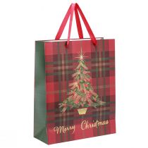Article Sac de Noël avec poignées sapin de Noël à carreaux 26×32×10cm 4pcs