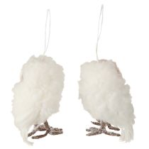 Article Décoration de hibou blanc à suspendre poussins de hibou blanc 12 cm 2 pièces