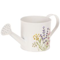 Article Arrosoir en métal blanc à motif floral, 13,5 cm, pot décoratif