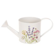Article Arrosoir en métal blanc à motif floral, 13,5 cm, pot décoratif