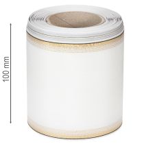 Article Ruban moiré blanc pour couronne, bordé de perles et de taffetas, ruban décoratif, ruban de deuil, largeur 100 mm, longueur 25 m