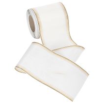 Article Ruban moiré blanc pour couronne, bordé de perles et de taffetas, ruban décoratif, ruban de deuil, largeur 100 mm, longueur 25 m