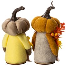 Article Figurine d'automne nain de jardin citrouille avec tournesol et barbe 16 cm 2 pièces