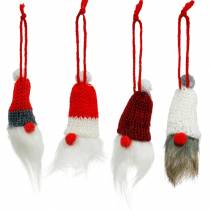 Article Gnome avec chapeau pointu à suspendre rouge, blanc, gris L10–12cm 12pcs