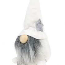 Article Lutins de Noël avec barbe blanc, gris 12cm 4 pcs