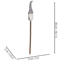 Article Figurine décorative de gnome avec chapeau rayé sur bâtonnet en bois, 46 cm, lot de 6