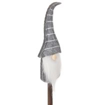 Article Figurine décorative de gnome avec chapeau rayé sur bâtonnet en bois, 46 cm, lot de 6