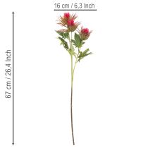 Article Branche de chardon rouge artificielle pour décoration, 67 cm, 3 pièces