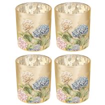 Article Lanterne décorative en verre à motif floral pour une touche d'élégance dans votre intérieur, 8 cm, lot de 4.