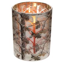 Article Lanterne en verre à motif de branches, intérieur doré, 12 cm