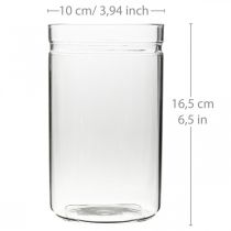 Article Vase fleuri, cylindre en verre, vase en verre rond Ø10cm H16.5cm