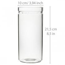 Vase fleuri, cylindre en verre, vase en verre rond Ø10cm H21.5cm