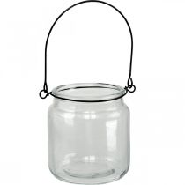 Lanterne lanterne à suspendre en verre avec anse Ø8cm H10.5cm