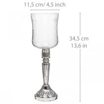 Article Lanterne verre bougie verre aspect antique clair, argent Ø11.5cm H34.5cm