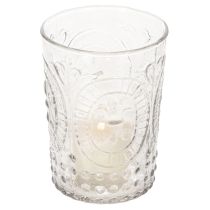 Article Lanterne tempête en verre, bougeoir, porte-bougie chauffe-plat, verre Ø7,5 cm H10 cm