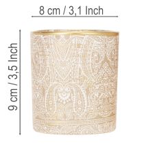 Article Porte-bougie chauffe-plat en verre à motif cachemire, Ø8 cm, H9 cm, lot de 2
