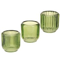 Article Lot de 6 photophores rétro en verre vert 8 cm