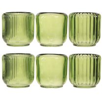 Article Porte-bougies chauffe-plat en verre, vert rétro, 8 cm, lot de 6