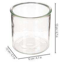 Article Porte-bougie chauffe-plat en verre, rond, verre transparent, polyvalent, 12 cm, lot de 2