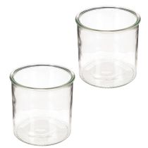 Article Porte-bougie chauffe-plat en verre, rond, verre transparent, polyvalent, 12 cm, lot de 2