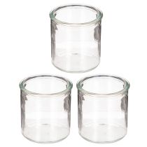 Article Photophore rond en verre transparent, 8 cm, lot de 3