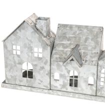 Article Rangée décorative de maisons avec porte-bougies chauffe-plat, décoration de l'Avent, 68 cm