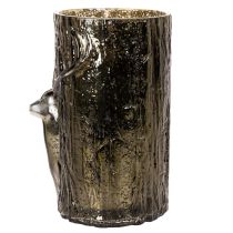 Article Porte-bougie chauffe-plat en verre orné de reliefs de tête de cerf et d'arbre, décoration hivernale, 26 cm
