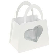 Article Sac décoratif en métal lanterne avec coeur blanc H18cm 2pcs