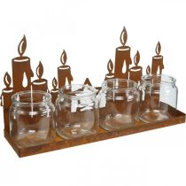 Article Lanterne métal insert verre patiné bougies décoratives L41cm