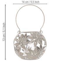 Article Lanterne décorative suspendue Windlight en métal gris Ø14cm H13cm