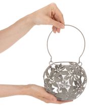 Article Lanterne décorative suspendue Windlight en métal gris Ø14cm H13cm
