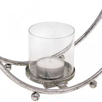 Article Lanterne métal bougeoir verre argenté Ø33cm