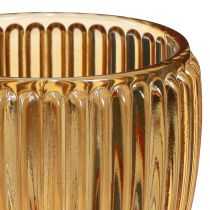 Article Lanterne Orange Bougeoir Verre Rétro Ø7cm H7cm 6 pcs