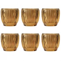 Article Lanterne Orange Bougeoir Verre Rétro Ø7cm H7cm 6 pcs