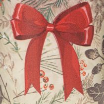Article Photophore en verre décoré de branches de Noël et d'un ruban rouge, 8 cm, lot de 2