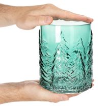 Article Porte-bougie chauffe-plat en verre orné de sapins en relief, décoration de Noël, 16 cm