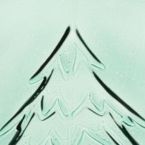 Article Porte-bougie chauffe-plat en verre orné de sapins en relief, décoration de Noël, 16 cm