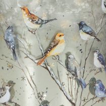 Article Bougeoir à motifs d'oiseaux, style hivernal, finition brillante, 12 cm