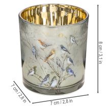 Article Porte-bougie chauffe-plat en verre avec motif d'oiseau et de flocon de neige, 8 cm, lot de 2
