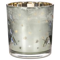 Article Porte-bougie chauffe-plat en verre avec motif d'oiseau et de flocon de neige, 8 cm, lot de 2
