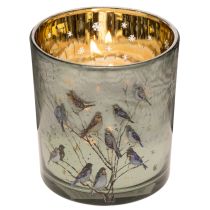 Article Porte-bougie chauffe-plat en verre avec motif d'oiseau et de flocon de neige, 8 cm, lot de 2