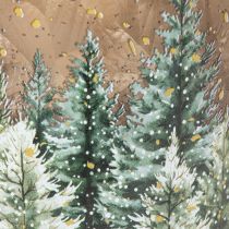 Article Porte-bougie chauffe-plat en verre, motif forêt de sapins, décoration hivernale, 15 cm