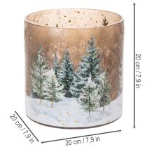 Article Porte-bougie chauffe-plat en verre, motif forêt enneigée, décoration de Noël, 20 cm